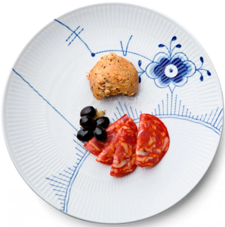 Royal Copenhagen Blå Mega Riflet 27 Cm. Coupe Tallerken - Billede 4