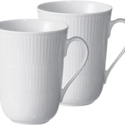 Royal Copenhagen Hvid Riflet 33 Cl. Krus 2 Stk.