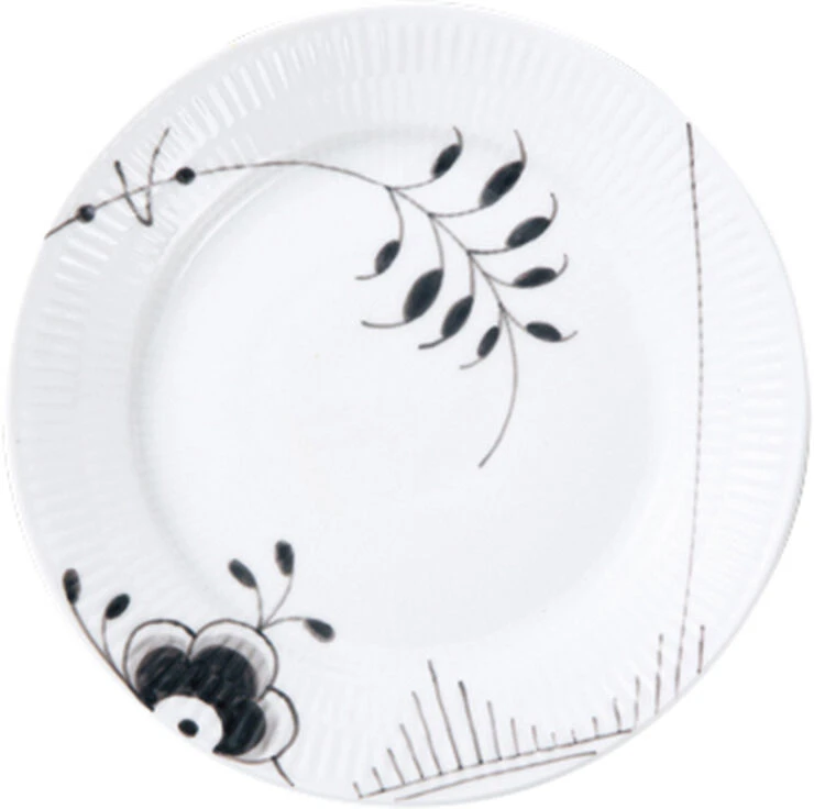 Royal Copenhagen Sort Mega Riflet 19 Cm. Tallerken