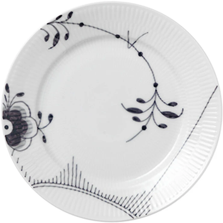 Royal Copenhagen Sort Mega Riflet 22 Cm. Tallerken