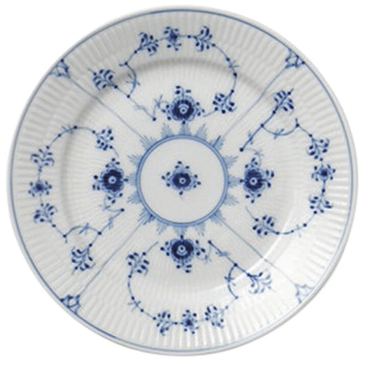 Royal Copenhagen Musselmalet Riflet 19 Cm. Flad Tallerken