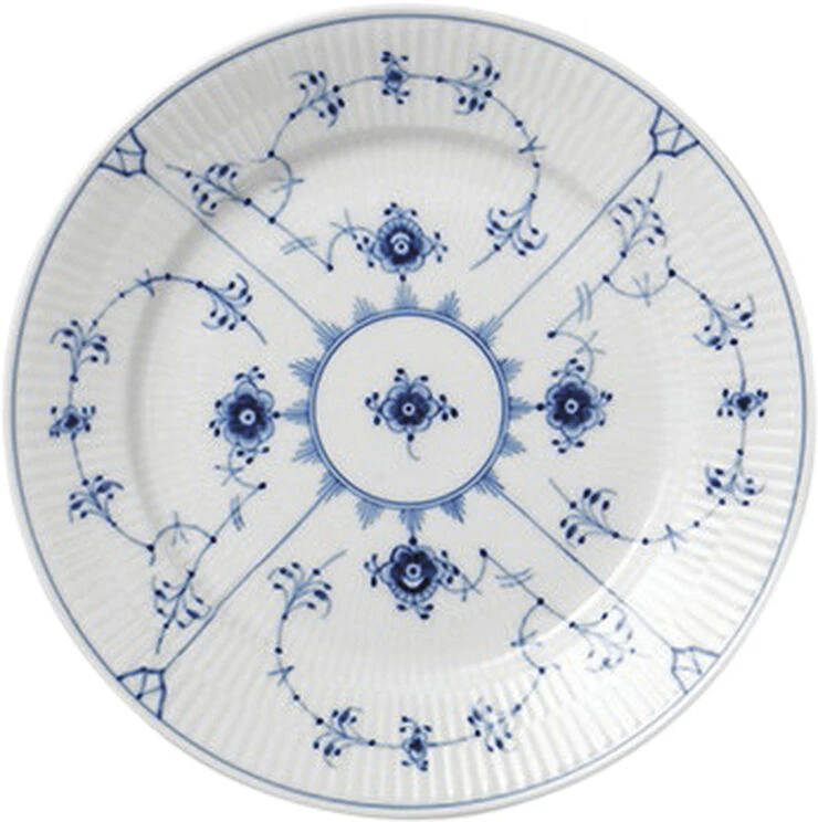 Royal Copenhagen Musselmalet Riflet 22 Cm. Flad Tallerken