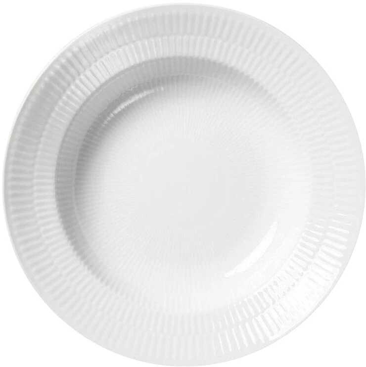Royal Copenhagen Hvid Riflet 21 Cm. Dyb Tallerken