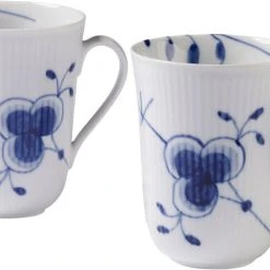 Royal Copenhagen Blå Mega Riflet 33 Cl. Krus 2 Stk.