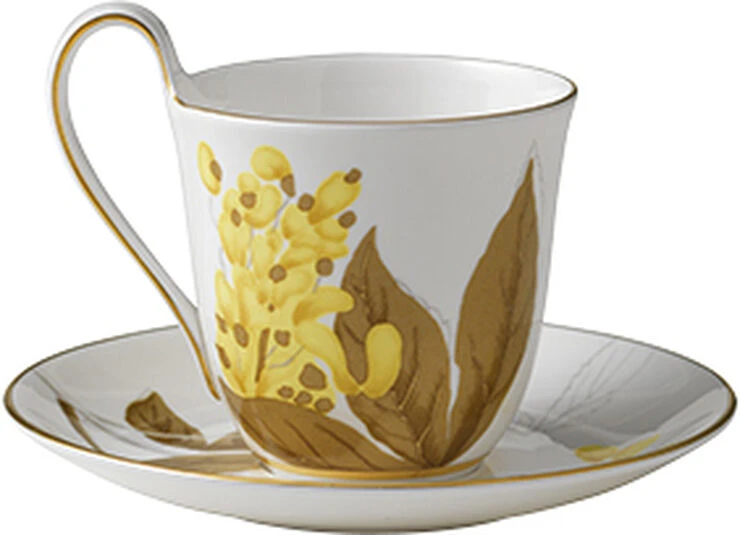 Royal Copenhagen Flora 27 Cl. Højhankskop Med Underkop - Guldregn