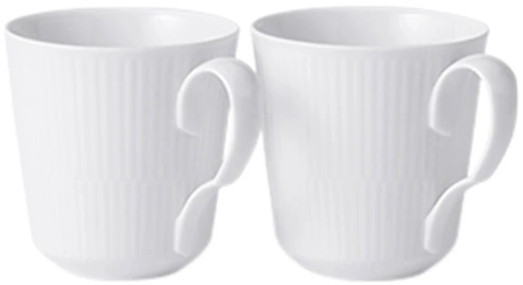 Royal Copenhagen HVID RIFLET 2-PAK KRUS, 28 CL