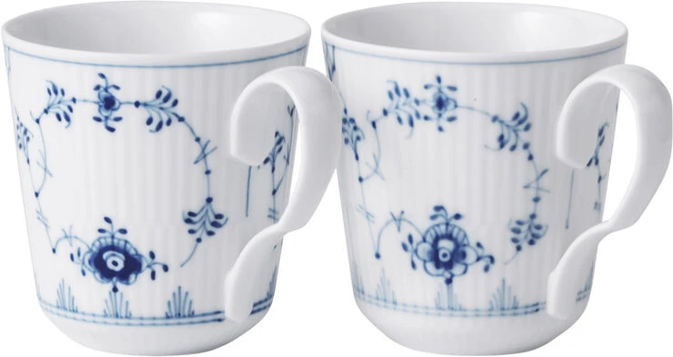 Royal Copenhagen MUSSELMALET RIFLET 2-PAK KRUS 28 CL