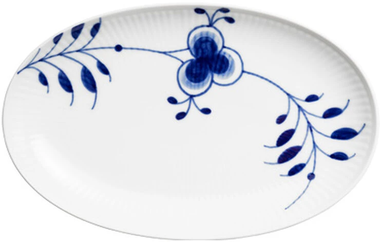 Royal Copenhagen Blå Mega Riflet 23 Cm. Oval Asiette