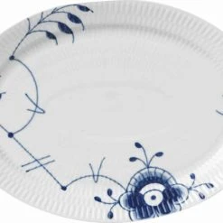 Royal Copenhagen Blå Mega Riflet 28 Cm. Oval Tallerken