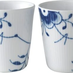 Royal Copenhagen Blå Mega Riflet 29 Cl. Termokop 2 Stk.