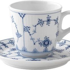 Royal Copenhagen Musselmalet Riflet 9 Cl. Espressokop Med Underkop