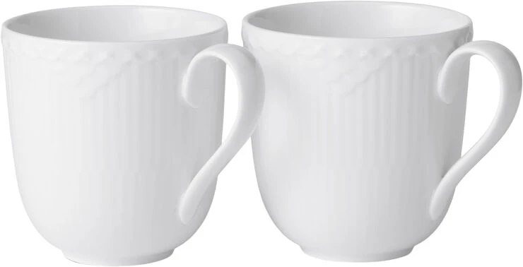 Royal Copenhagen Hvid Halvblond Krus 2stk 37cl