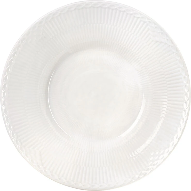 Royal Copenhagen HVID RIFLET HALVBLONDE DYB TALLERKEN, 24 CM