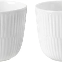 Royal Copenhagen Hvid Riflet Fyrfadslysestager 2-pak