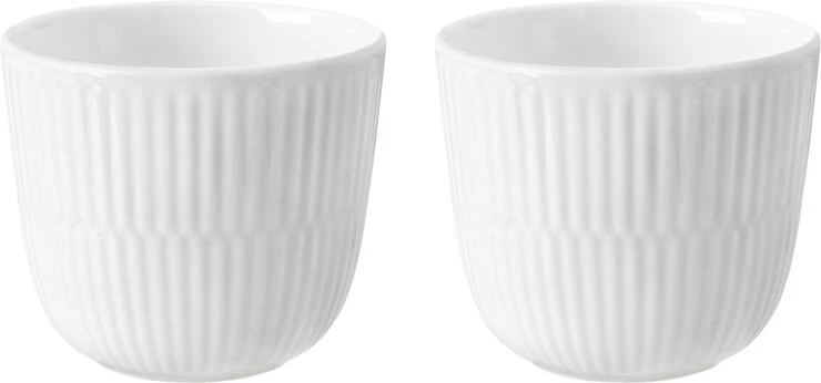 Royal Copenhagen Hvid Riflet Fyrfadslysestager 2-pak