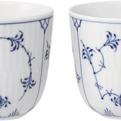 Royal Copenhagen MUSSELMALET RIFLET FYRFADSSTAGER 2-PAK