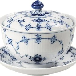 Royal Copenhagen MUSSELMALET RIFLET KOP MED UNDERKOP OG LÅG 21 CL