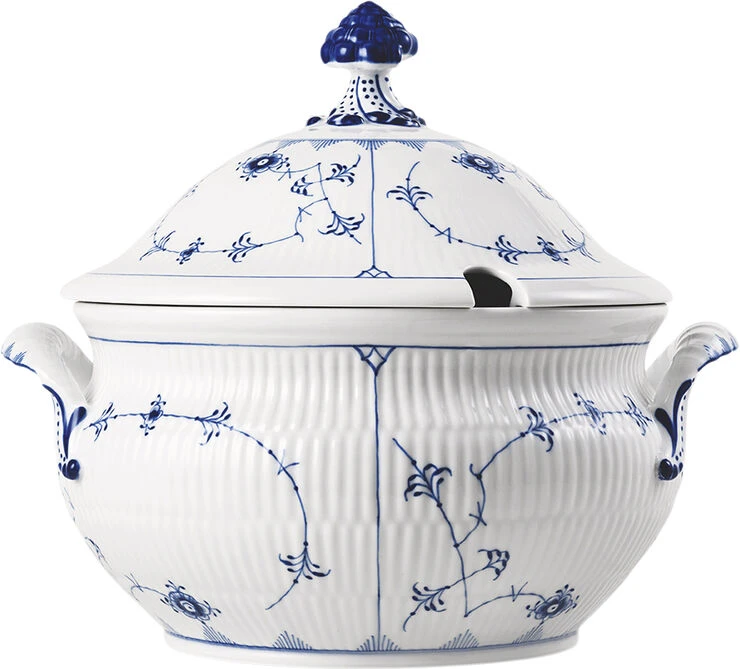 Royal Copenhagen MUSSELMALET RIFLET TERRIN MED LÅG 460 CL