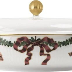Royal Copenhagen Stjerne Riflet Jul Skål Med Låg 21 Cm