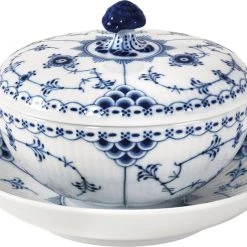 Royal Copenhagen Musselmalet Halvblonde Skål Med Låg Og Underkop 30 Cl