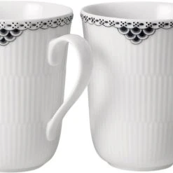 Royal Copenhagen Sort Riflet Blonde Krus 33 Cl 2 Stk