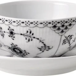 Royal Copenhagen Sort Musselmalet Halvblonde Kop Med Underkop 20 Cl