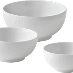 Royal Copenhagen Hvid Riflet Skålsæt 3-pak 47 Cl, 73 Cl, 110 Cl